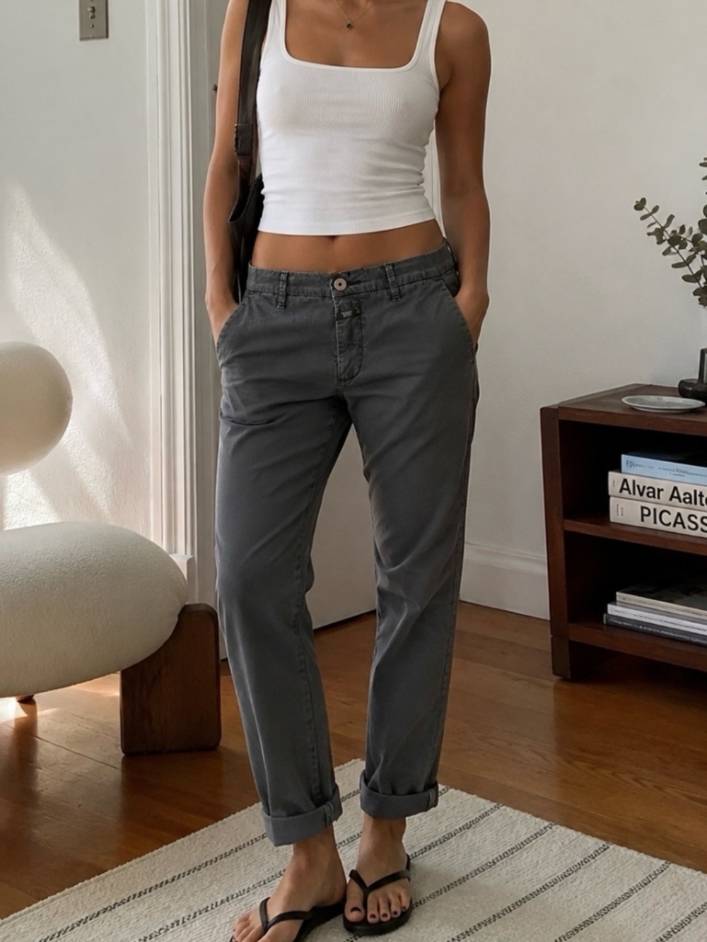 Closed Pima Cotton Slim Straight Ankle Chino Pants Gray 26